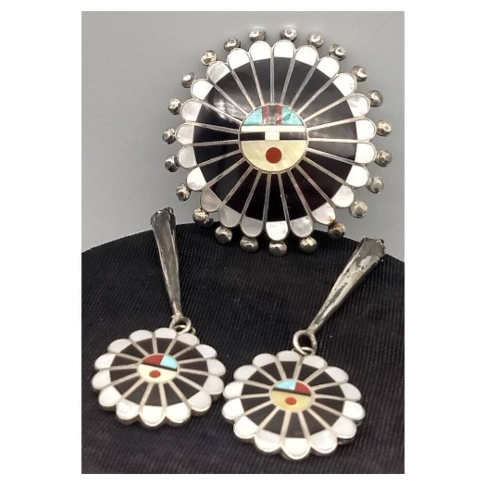 Zuni Native American Sunface Kachina Bolo Elements - Picture 3 of 8